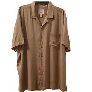 ST. JOHN'S BAY MENS BIG AND TALL BROWN SHORT SLEEVE BUTTON SHIRT SIZE XXL
